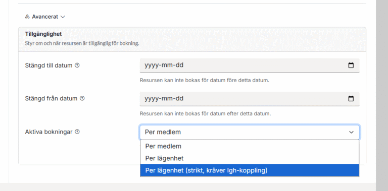 Ny funktion: Begränsa bokningar per lägenhet